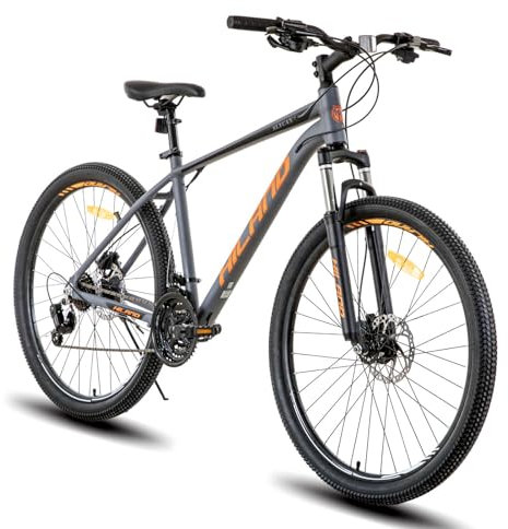 Hiland 27,5 Zoll Aluminium Mountainbike, 21 Gänge hydraulische Scheibenbremsen Fahrrad, Lock-Out Federgabel Fahrrad für Herren Frauen, MTB Erwachsene Männer Damen Fahrrad, Grau