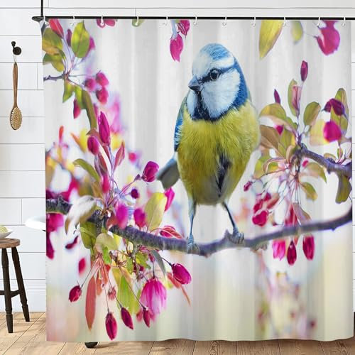 FAIRYGATE Bathroom Curtains Waterproof Dusch Vorhang Duschvorhang mit Blumenmuster für Badezimmer Bunte Blätter Vorhang Badezimmer Dekoration Duschvorhang mit 12 Vorhanghaken 180cm x 180cm B8218