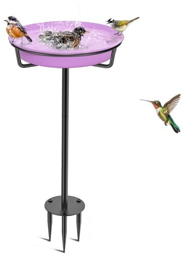 VeyFolzin.st Abreuvoir pour oiseaux - Grand bol de nourriture - Point d'eau debout - Bain d'oiseaux - Bain pour oiseaux sauvages - Grand - Résistant au gel - Violet