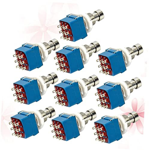 Mikinona 10stücke Poliger Effektpedal Fußschalter Bypass Für Gitarreneffekte Metall-schalter Blau Zum Umbau Von Vintage-pedalen Und Effektboxen