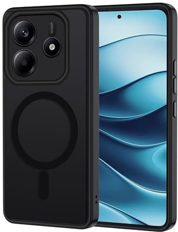 XTCASE Coque pour Xiaomi Redmi Note 14 5G Magnétique Compatible avec MagSafe, Étui Mat Translucide Minimaliste, PC Dur Housse Arrière Anti-Rayures + TPU Bumper Antichoc - Noir