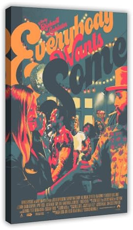 KJUFE Filmposter Dazed And Confused Everybody Wants Some Many, 4, Leinwandposter, Wandkunst, Dekordruck, Bild Gemälde für Wohnzimmer, Schlafzimmer, Dekoration, 60 x 90 cm