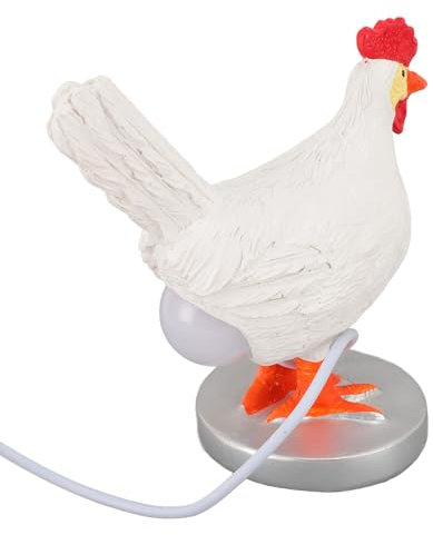 ZJchao 3D-Hühnerei-Lampe, Leuchtendes Ei, Lebensechtes Huhn, Kunstharz, Nachtlicht, USB, Weiß [Kinderzimmer]