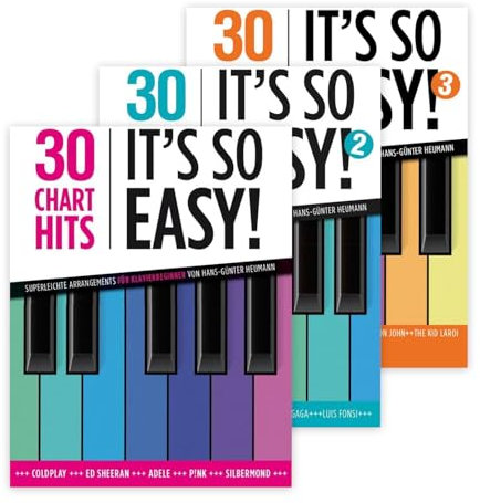 30 Chart Hits: It's So Easy! Band 1, Band 2 und Band 3 - Songbooks für Klavier von Hans Günter Heumann – Soundman Notenheft + 2 Bleistifte (Starter-Set)
