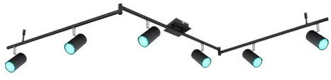 GLOBO Deckenstrahler 6 flammig Spotleiste Fernbedienung Deckenleuchte Deckenlampe schwarz Metall, Farbwechsler Dimmbar Memoryfunktion, Spots flexibel, 6x RGB LED 3,5W 290Lm, LxBxH 180x10x18,5 cm