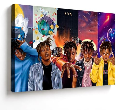Juice WRLD Canvas Wall Art Decor - Collage of Juice WRLD Album Covers Featuring Iconic Designs and Portraits, Rap Music Poster Prints for Bedroom or Studio Decoration, Music Fans Gift 11X14 inch