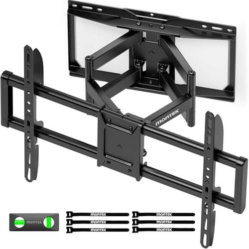 monTEK Vollbewegliche TV Wandhalterung für 37–90 Zoll Fernseher bis 75 kg, Wandhalterung Fernseher mit Doppelten Gelenkarmen, Werkzeuglose Neigung, Schwenk und Ausziehfunktion, Max. VESA 600x400
