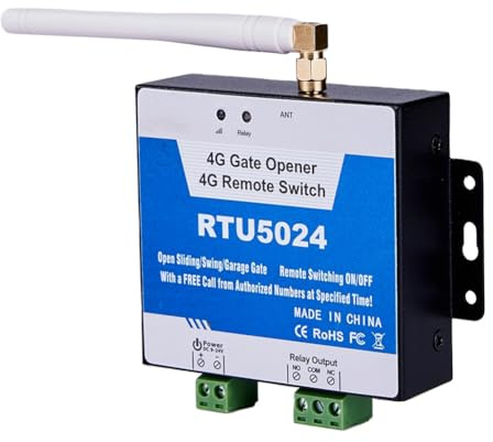 Qerwsdty 1 PCS Metal RTU5024 Ouverture de Portail GSM Contrôleur D'Accès Automatique Gsm Gate Opener 4G GSM Gate Opener Télécommande Gratuite pour Téléphone Portable de Garage