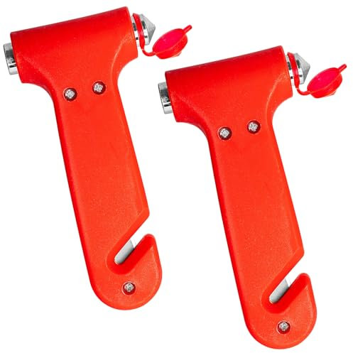 2 Pack Emergency Car Window Breaker Life Hammer with Seatbelt Cutter, Car Glass Breaker Seat Belt Cutter and Window Breaker 2-in-1 Car Safety Hammer for Bus Truck Van Car Escape Tools