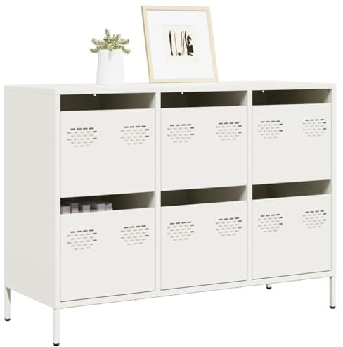 DYRJDJWIDHW armarios de Cocina Muebles de Cocina Baratos Muebles auxiliares de cocinaAparador de Acero Laminado en frío Blanco 101,5x39x73,5 cm