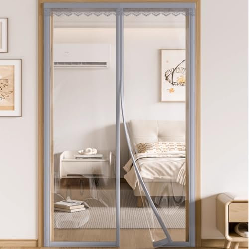 Rideau de porte magnétique à isolation thermique – Housse coupe-vent imperméable pour protection de porte – Écran à fermeture automatique pour salon