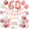 60th Birthday Decorations Retro Pink Rose Gold - Double Digits 60 Party Supplies Set for Women & Girls, birthday Banner, Pennant Flags, Cake Topper, Balloon Assortment (60th Pink Birthday Set)