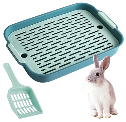 Rabbit Toilet with Sand Scoop, Plastic Rabbit Litter Tray Convenient, Pet Hamster Toilet, Animal Litter Box Toilet for Bunny, Rabbits (GREEN)