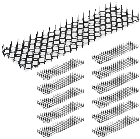 Relaxdays 24 x Spiky mat, marten and cat deterrent, protection for flower beds and plants, plastic, black thorn mesh
