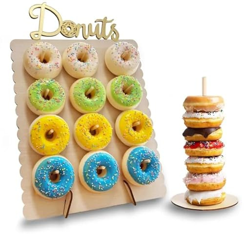 Youery Donut Ständer, 12 Löcher Donut Wand Holz Donuts Wall Donut