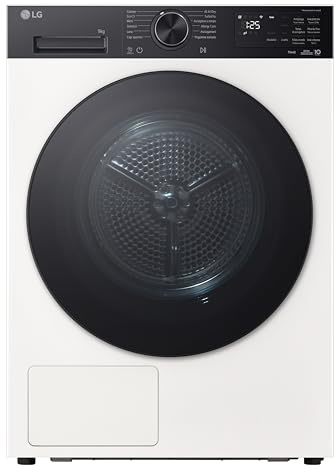 LG RNX5009TWBB Asciugatrice 9Kg Pompa di Calore DUAL Inverter, Classe B, Asciugatura AI Dry con Intelligenza Artificiale, Wi-Fi, Serie X5, Direct Drive, Allergy Care, Essence White Black Panel e Knob