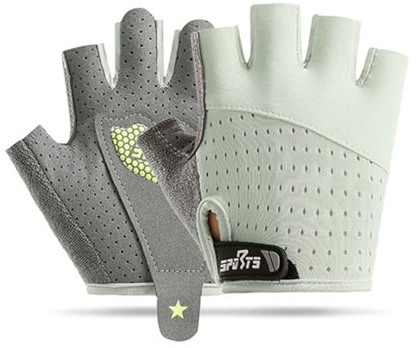 InfiniZer Fahrrad Handschuhe Kinder, Halbfinger Handschuhe Fahrrad Kinder, rutschfest und schweißableitend,Schutzhandfläche (Grün, M (7-7,5 cm))