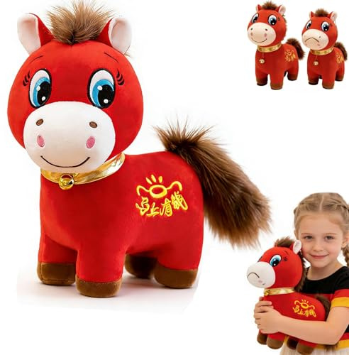 Year Of The Horse 2026 Plush, 2026 New Year Crying Horse Plush Doll, 7.9/9.85 in Funny/Crying Horse Plushie Figurine, GlüCksbringer füR Das Chinesische Neujahrsfest füR Zuhause (Smiling Horse,20cm)