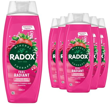 Radox Mineral Therapy Feel Radiant Shower Gel 450ml, 6 Pack - Revitalising Body Wash with Natural Minerals, Energising Citrus Scent, Refreshing Daily Cleanse for Soft Smooth Skin