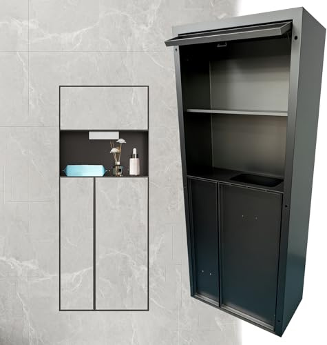 LXLZYXSF Wandnische Unterputz Einbau Verdeckter Abfalleimer & WC-Bürstenhalter & Toilettenpapierrollenhalter Für Badsanierung Eingebaute Wandnische Edelstahl
