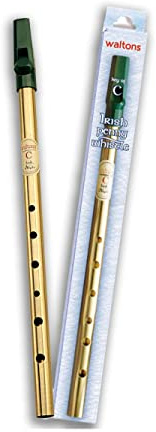 Waltons Brass Irish Whistle in Key of C For Beginners, Intermediate and Experts. Authentic Irish instrument Brass Tin Whistle