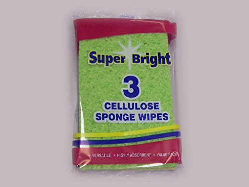 EGL Homecare Pack of 3 Coloured Super Absorbent Cellulose Sponge Wipes Cleaning Washing Up, SU101J-1