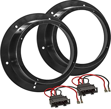 tomzz Audio 2857-011-1 Lautsprecherringe Adapter + Kabel kompatibel mit VW Golf 5 Caddy Tiguan Touran Touareg 165mm Lautsprecher ohne Soundsystem