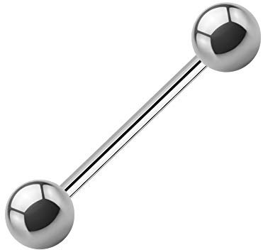 Treuheld® | 1,2mm x 30mm Piercing Stab | Kugeln 4mm | Chirurgenstahl 316L | Silber | Straight Barbell/gerader Stab für Nippel, Zunge, Nase, Ohr