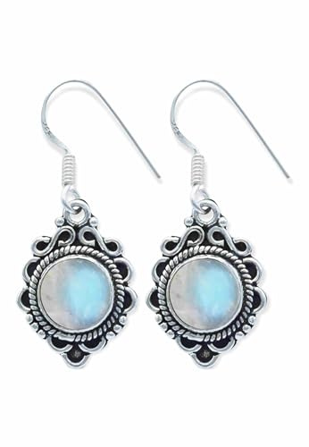 mantraroma Mondstein Ohrring 925 Silber Damen floral