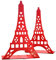 1 paire de serre-livres décoratifs en forme de tour Eiffel, en métal - Pour étagère, bureau, etc. Red