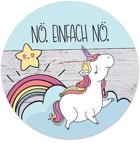 Einhorn-Mauspad Nö. Einfach Nö. I Ø 22 cm rund I Mousepad mit Spruch I in Standard-Größe, rutschfest I süß lustig I dv221
