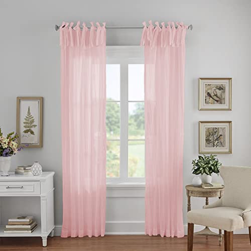 Elrene Home Fashions écrasé Bande inférieure à 1 mm réglable Tie Top Panneau Simple Rideau de fenêtre drapé, Rose poudré, 52x84