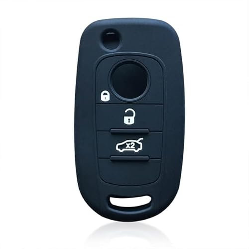 Car Passion Guscio Chiave Cover Fiat 500X Tipo 2016 Telecomando Copertura in Silicone Protezione (Nero)