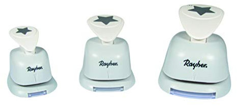 Rayher 69182000 Motivstanzer-Set Sterne, , Set 3 Stück, Motivgrößen 1.6 x 2.54 x 3.81 cm, geeignet für Papier/Karton bis 200g/m2