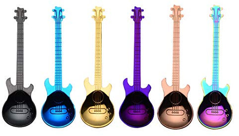 Gitarren-Kaffeelöffel, 6 Stück, kreative süße Löffel aus 18/10 Edelstahl, Teelöffel in Gitarrenform, von IRONX (mehrfarbig)