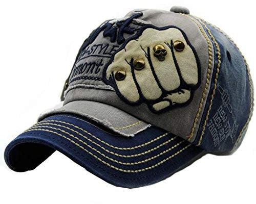 CHENNUO Vintage Basecap Distressed Cap Herren Baumwolle Baseballkappe Outdoor Sport Kappe (Blau)