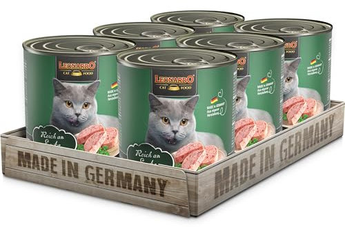 LEONARDO Nassfutter [6x800g Ente] | Getreidefreies Nassfutter für Katzen | Feuchtfutter Alleinfutter aus der Dose