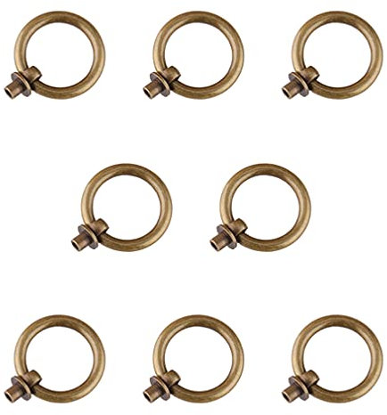 Tiazza 8 Stück Antik Messing Ring Ziehgriff Küchenschränke Kleiderschrank Schublade Möbel Hardware Retro Stil Kleiner Zugring (Antik Bronze)