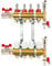 Messing Heizkreisverteiler 2-12 fach Fußbodenheizung Verteiler Heizkreise Entlüftungsset Kugelhahn Adapter PEX (4 Heizkreise)