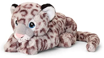 Keel Toys Keeleco SE6110 Plüschtier Schneeleopard, ca. 35 cm, aus recycelten Materialien, Augen aufgestickt aus Baumwolle