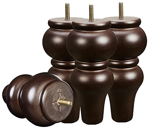 SHANJUE Möbelbeine aus Holz, 20,3 cm, 4 Stück, runde Couchbeine, Espresso, Mitte des Jahrhunderts, Stuhlfüße, Sofa-Ersatzteile