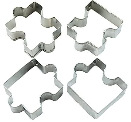 GSHLLO 2 Sets Puzzle Stainless Steel Cookie Pastry Cutter Cake Pastry Mold Biscuit Baking Tools Accessories for Home