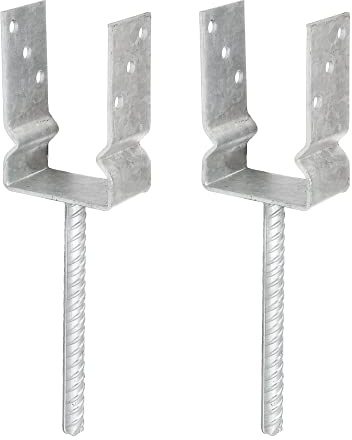 Alberts 208660 U-Pfostenträger | zum Aufschrauben oder zum Einbetonieren | feuerverzinkt | lichte Breite 91 mm | 2er Set