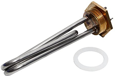 JINGERL DN32 Electric Heater SUS304 Tube Brass Thread Resistance Immersion Heating Element For Boiler Tank (Color : 220V, Size : 2KW 190mm Tube)