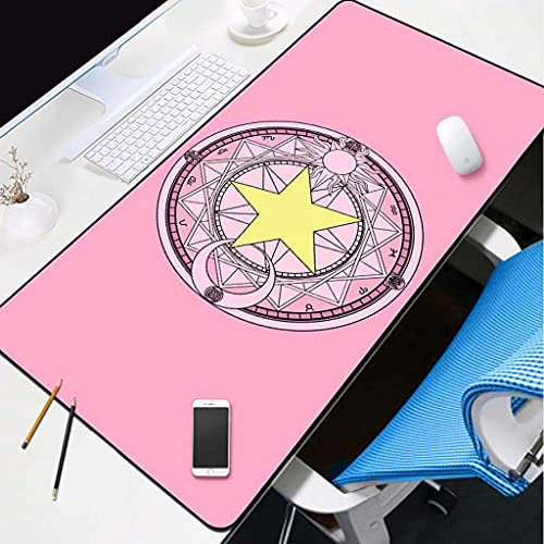KJXNED - Tapis de Souris Gaming XXL 1000x500 mm Carte Magique D’Anime Rose Gamer Mouse Pad Surface Antiderapant Base en Caoutchouc Antidérapante pour Gamer PC et Ordinateur Portable