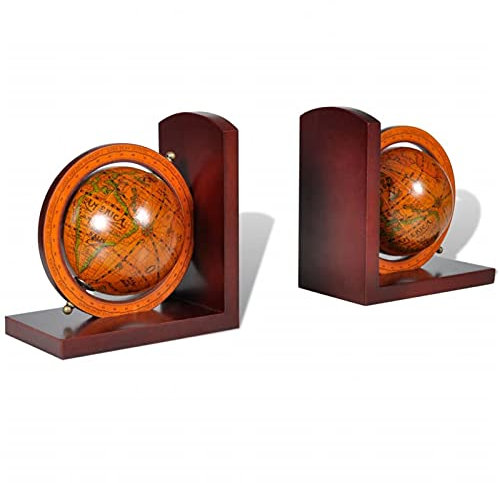 Atlojoys 2 pcs Serre-Livres Orné de Globe Terrestre Bureau Cabinet de Travail Maison