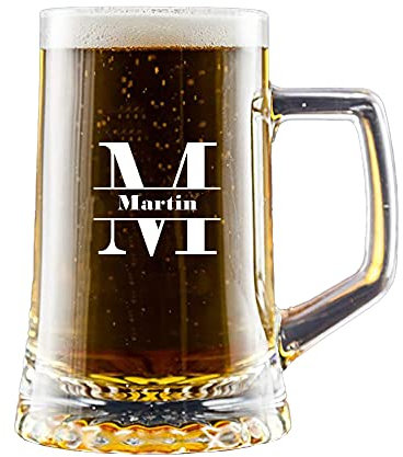 My original gift Chope à bière gravée d'une initiale, dans un étui noir
