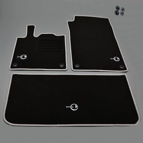 Mattenprofis Velours Logo Fußmatten Set kompatibel mit Smart Fortwo 450 Coupe und Cabrio (alle Modelle) ab Bj.1998 - 01/2007 Silber, schwarz