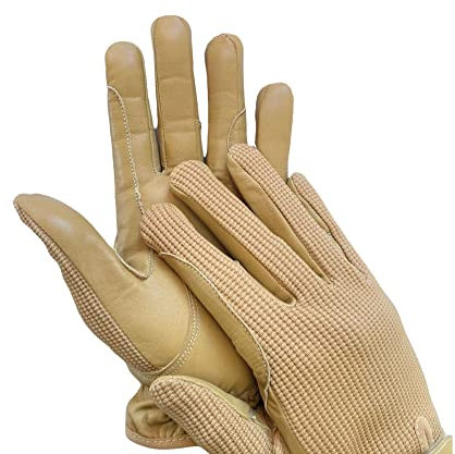 mustang eq Damen Reithandschuhe Beige Equestrian Echtleder & Baumwolle Premium Qualität in Beige (XL)