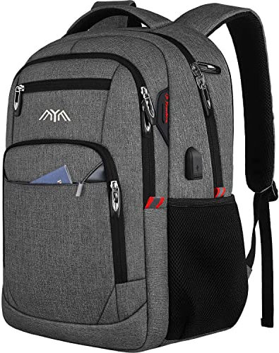 Backpack for Men, Teenager Boys School Backpack for 15.6 inch (39.6 cm) Laptop, Backpack for Work, Waterproof Business Daypacks, with USB Charging Port, 35 L, Grey (grey 1), 15,6 Zoll